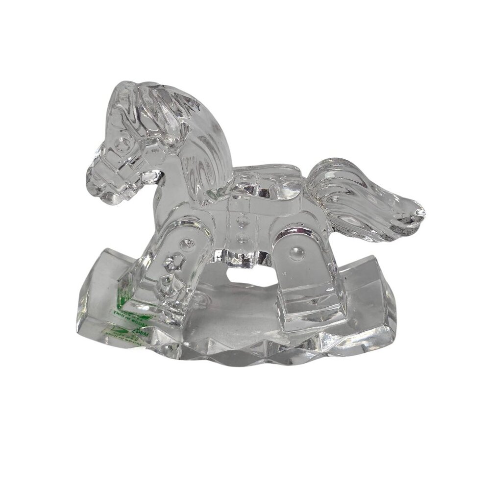 Crystal Glass Rocking Horse Figurine Kristalcolor 24% Pbo Made In Italy